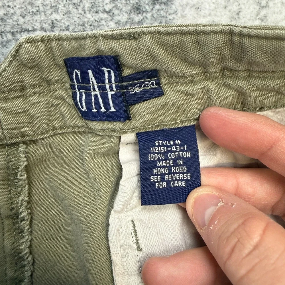 VTG GAP Pants Mens 36x30 (34x29) Green Khaki Pleated Field Trousers Military 90s